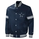 Dallas Cowboys Midfield Full-Snap Satin Navy Varsity Jacket