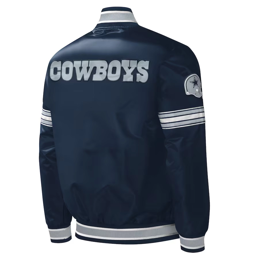 Alternative view of Dallas Cowboys Midfield Full-Snap Satin Navy Varsity Jacket