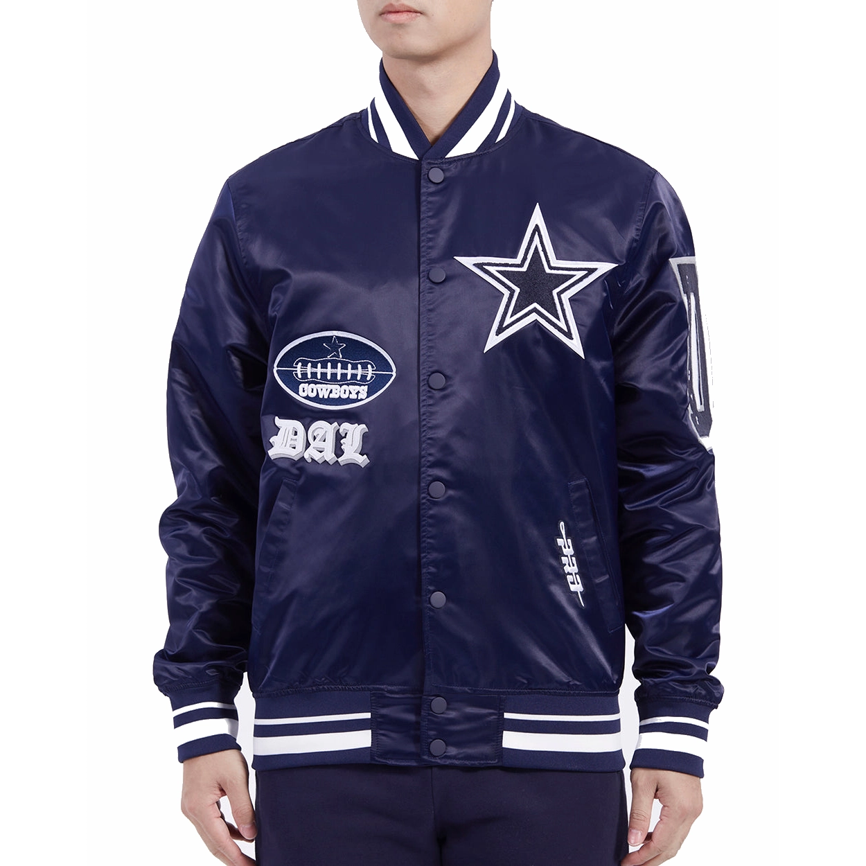 Dallas Cowboys Old English Rib Satin Navy Jacket