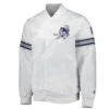 Dallas Cowboys Power Forward Full-Snap Satin White Varsity Jacket