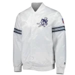 Dallas Cowboys Power Forward Full-Snap Satin White Varsity Jacket