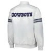 Dallas Cowboys Power Forward Full-Snap Satin White Varsity Jacket - Image 2