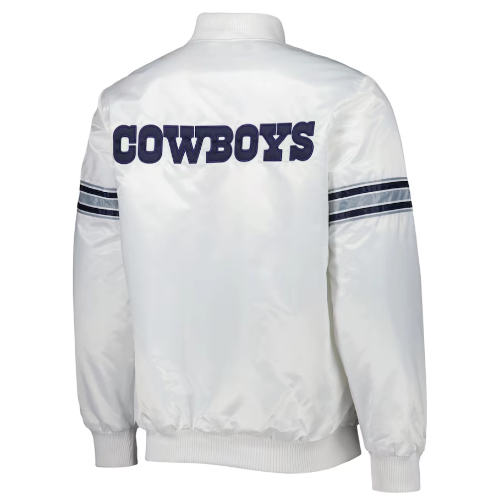 Alternative view of Dallas Cowboys Power Forward Full-Snap Satin White Varsity Jacket