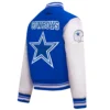 Dallas Cowboys Retro Classic Women's Wool & Leather Blue/White Varsity Jacket - Image 3
