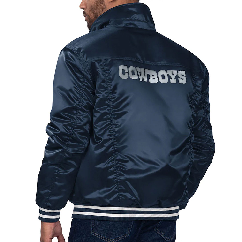 Alternative view of Dallas Cowboys Silver Tab Satin Trucker Navy Varsity Jacket