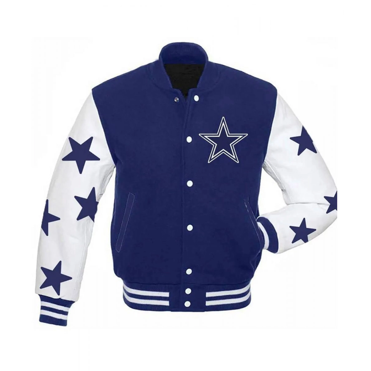 Dallas Cowboys Letterman Blue/White Wool & Leather Varsity Jacket