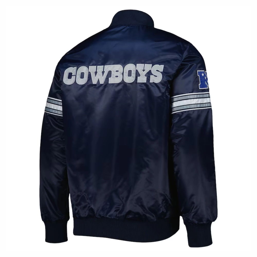 Alternative view of Dallas Cowboys Pick & Roll Full-Snap Satin Navy Varsity Jacket