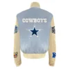 Dallas Cowboys Wool & Leather Baby Blue/Cream Varsity Jacket - Image 2