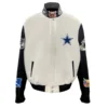 Dallas Cowboys Wool & Leather Off White Varsity Jacket
