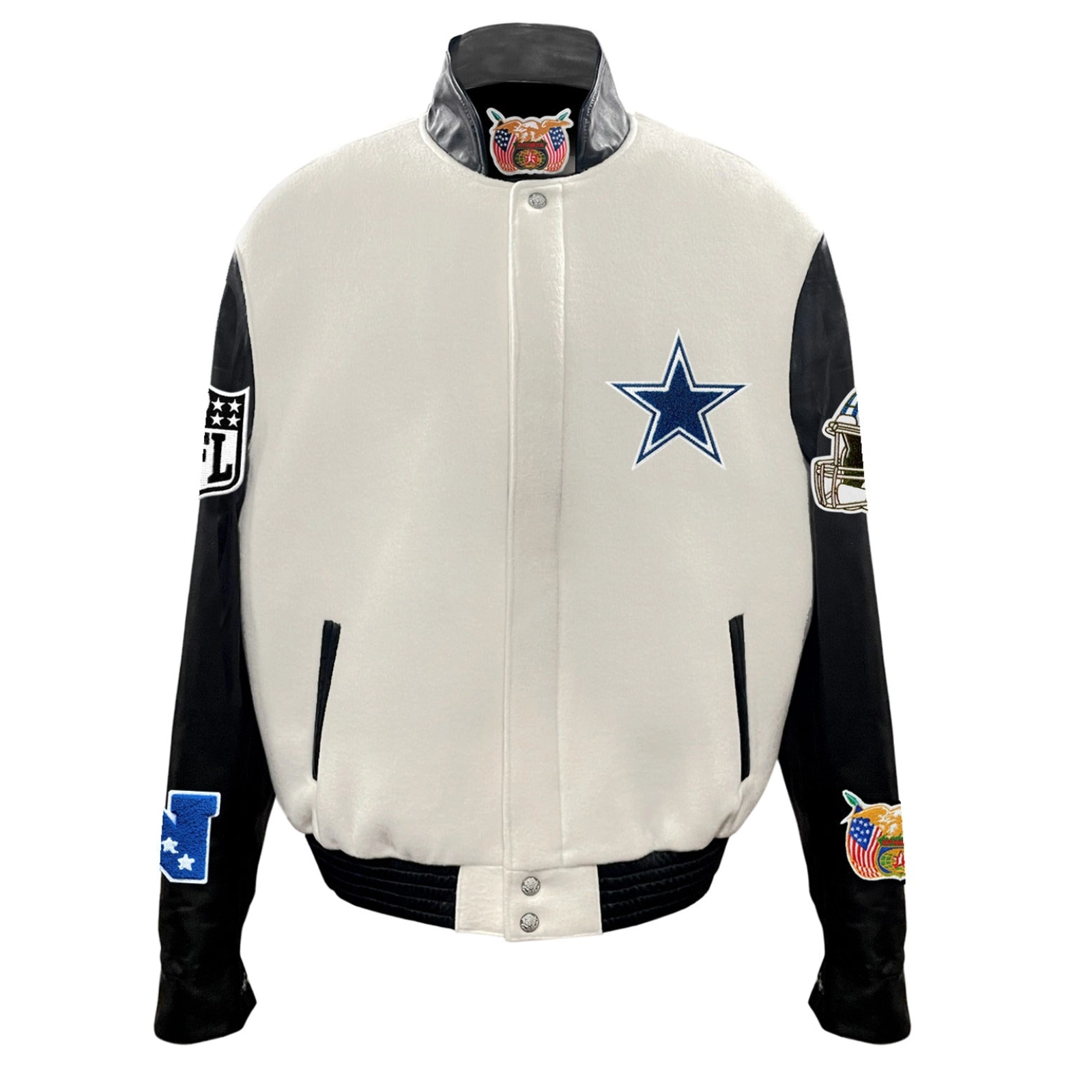 Dallas Cowboys Wool & Leather Off White Varsity Jacket