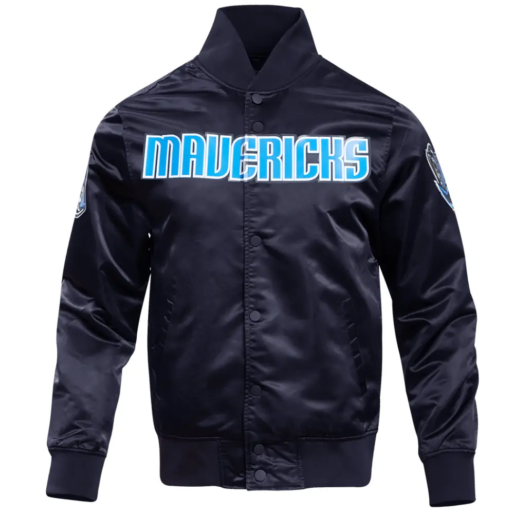 Dallas Mavericks Big Logo Satin Varsity Jacket With Mavericks Logo