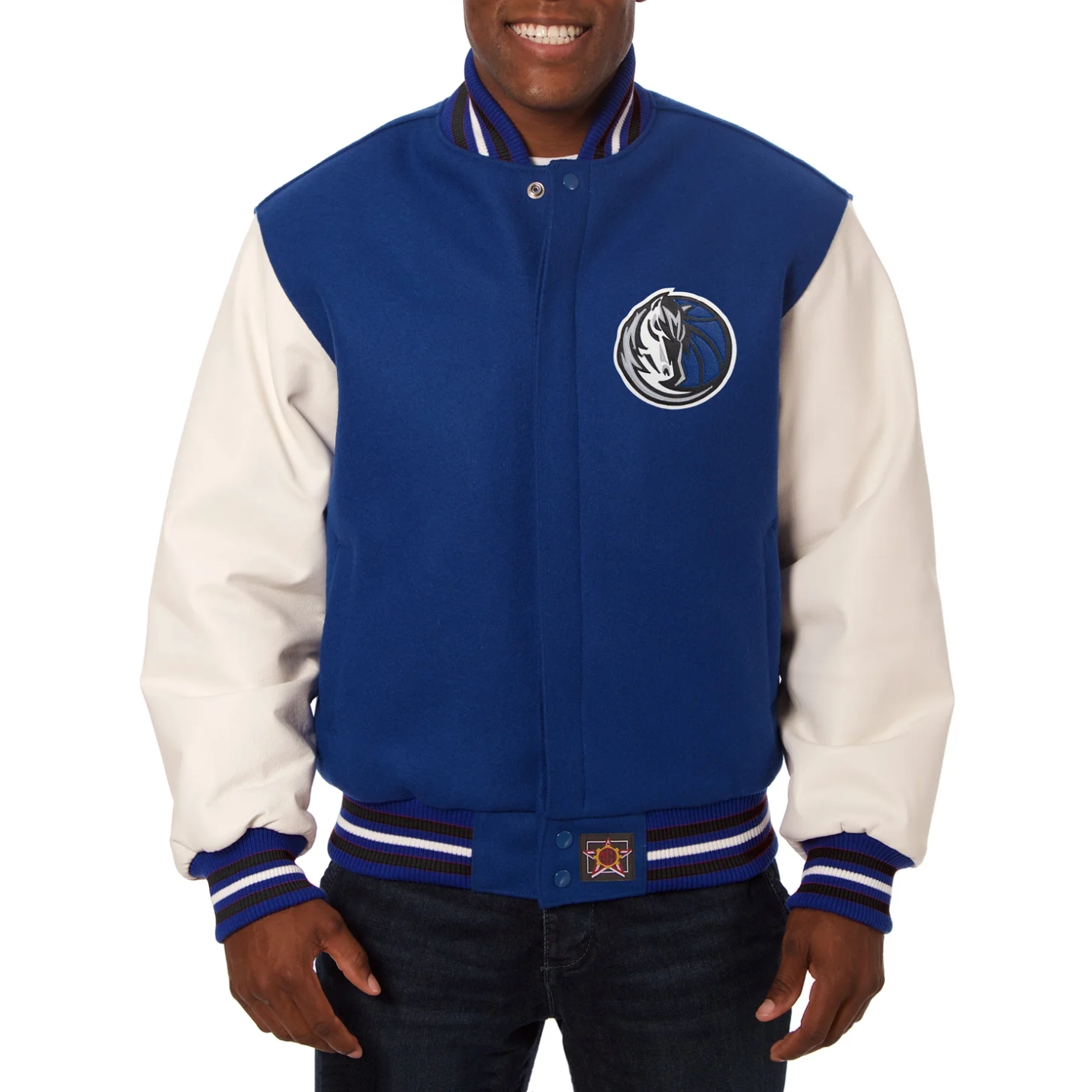 Dallas Mavericks Domestic Two Tone Wool & Leather Blue/White Jacket
