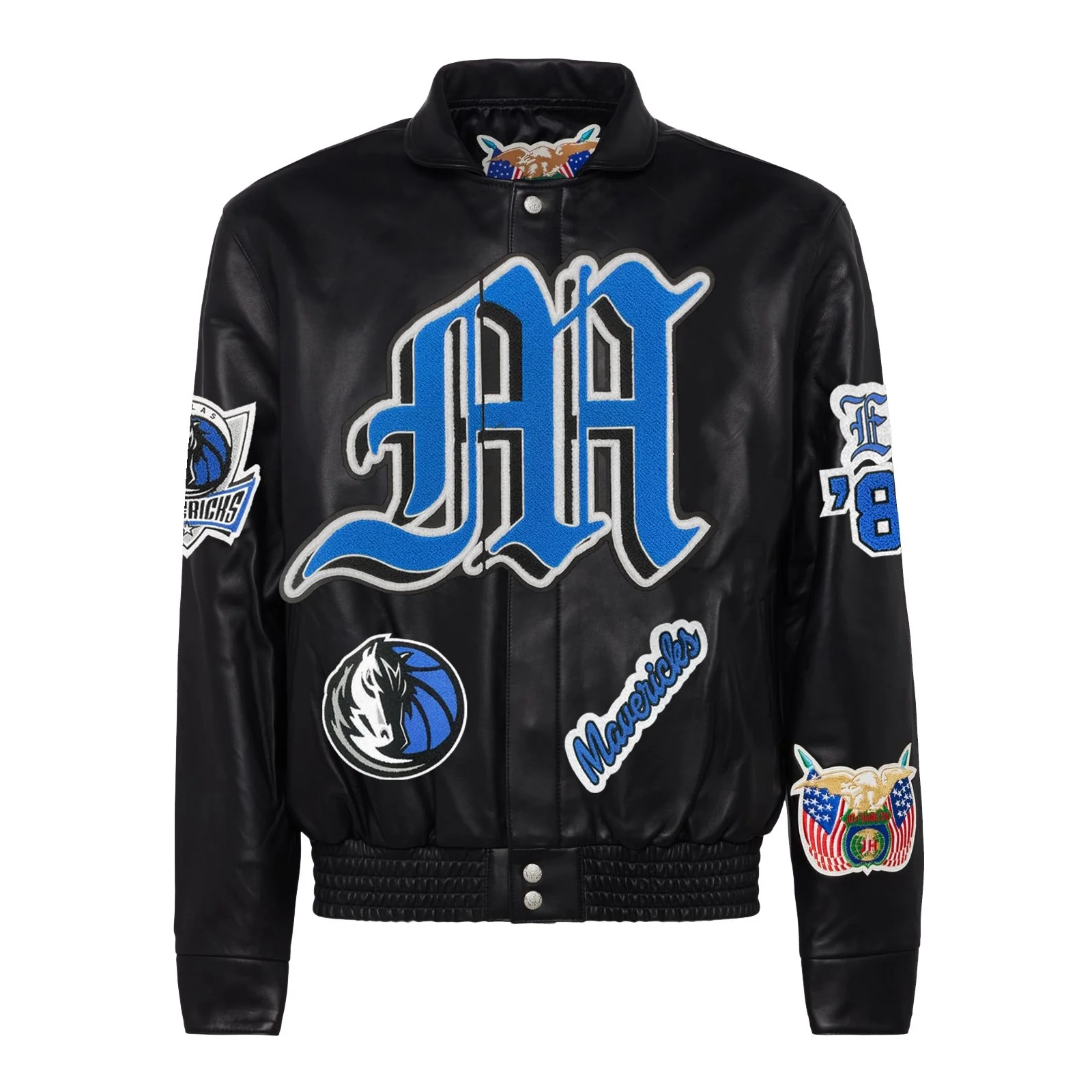 Dallas Mavericks Old English Full Leather Jacket - Black