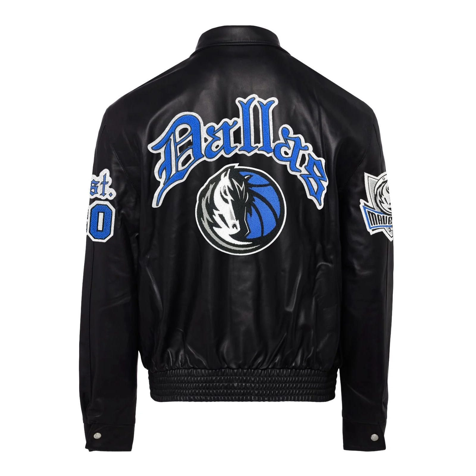 Alternative view of Dallas Mavericks Old English Full Leather Jacket - Black