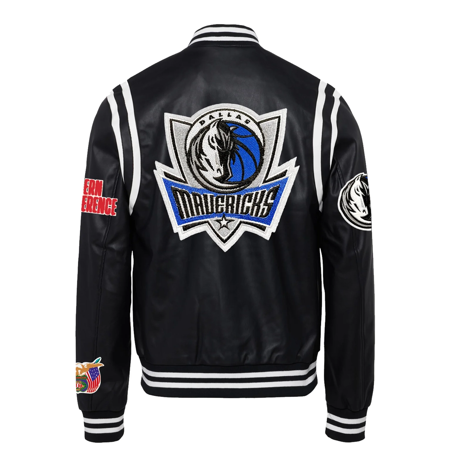Alternative view of Dallas Mavericks Full Leather Black Varsity Jacket