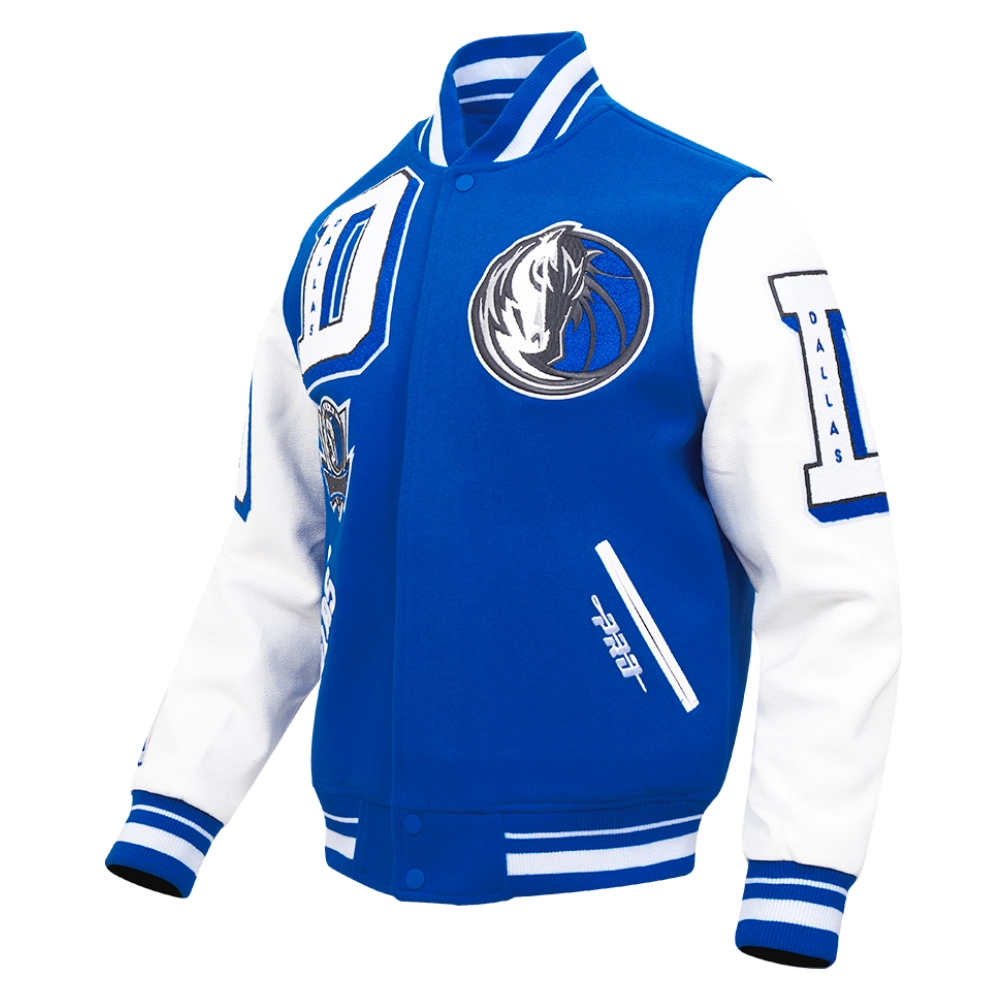 Alternative view of Dallas Mavericks Mashup Blue/White Wool & Leather Varsity Jacket