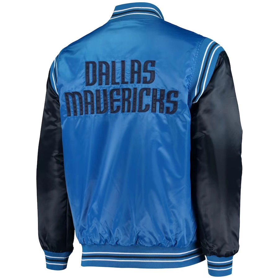 Alternative view of Dallas Mavericks Enforcer Full-Snap Satin Varsity Blue/Navy Jacket