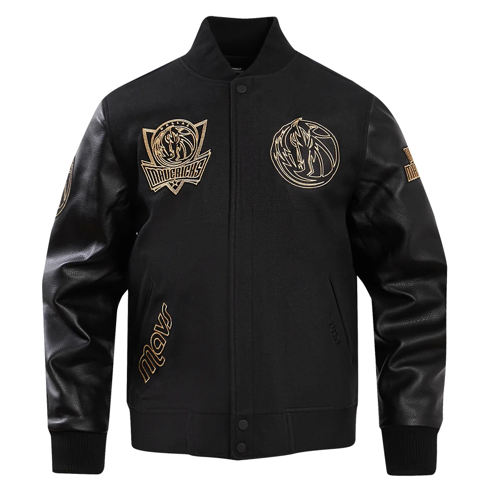 Alternative view of Dallas Mavericks Black & Gold Varsity Jacket - Black