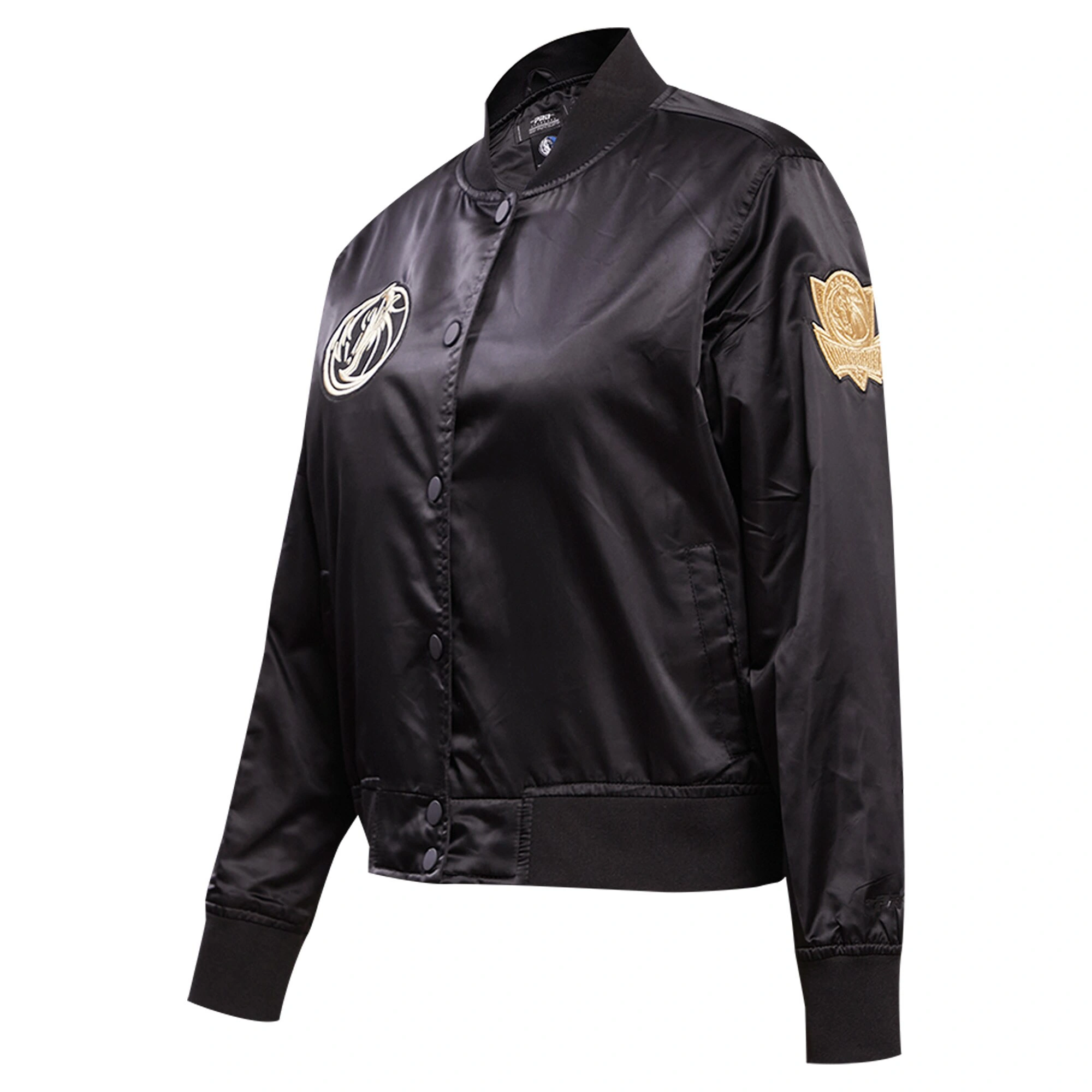 Dallas Mavericks Women's Black Glam Satin Varsity Jacket