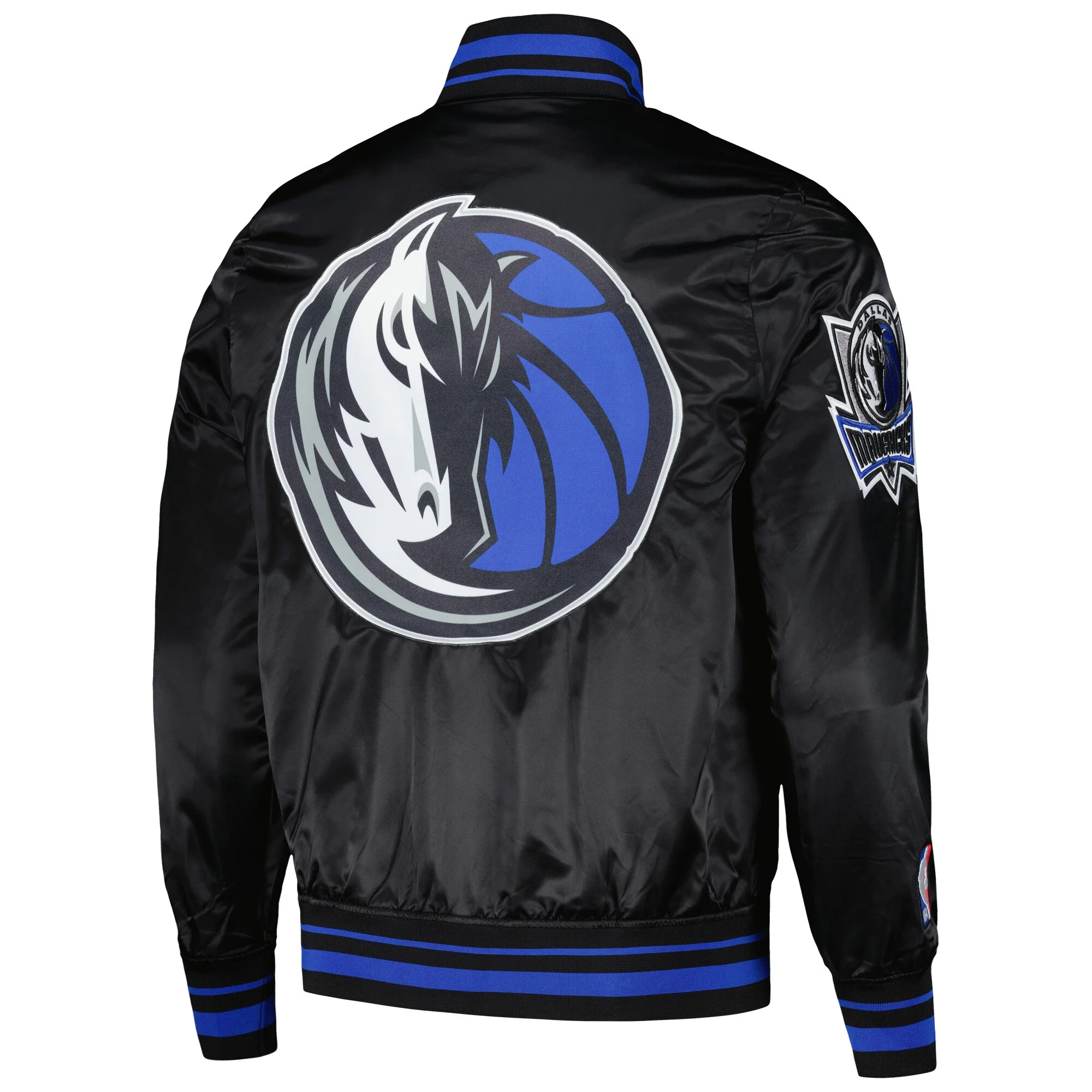 Alternative view of Dallas Mavericks Script Tail Black Satin Varsity Jacket