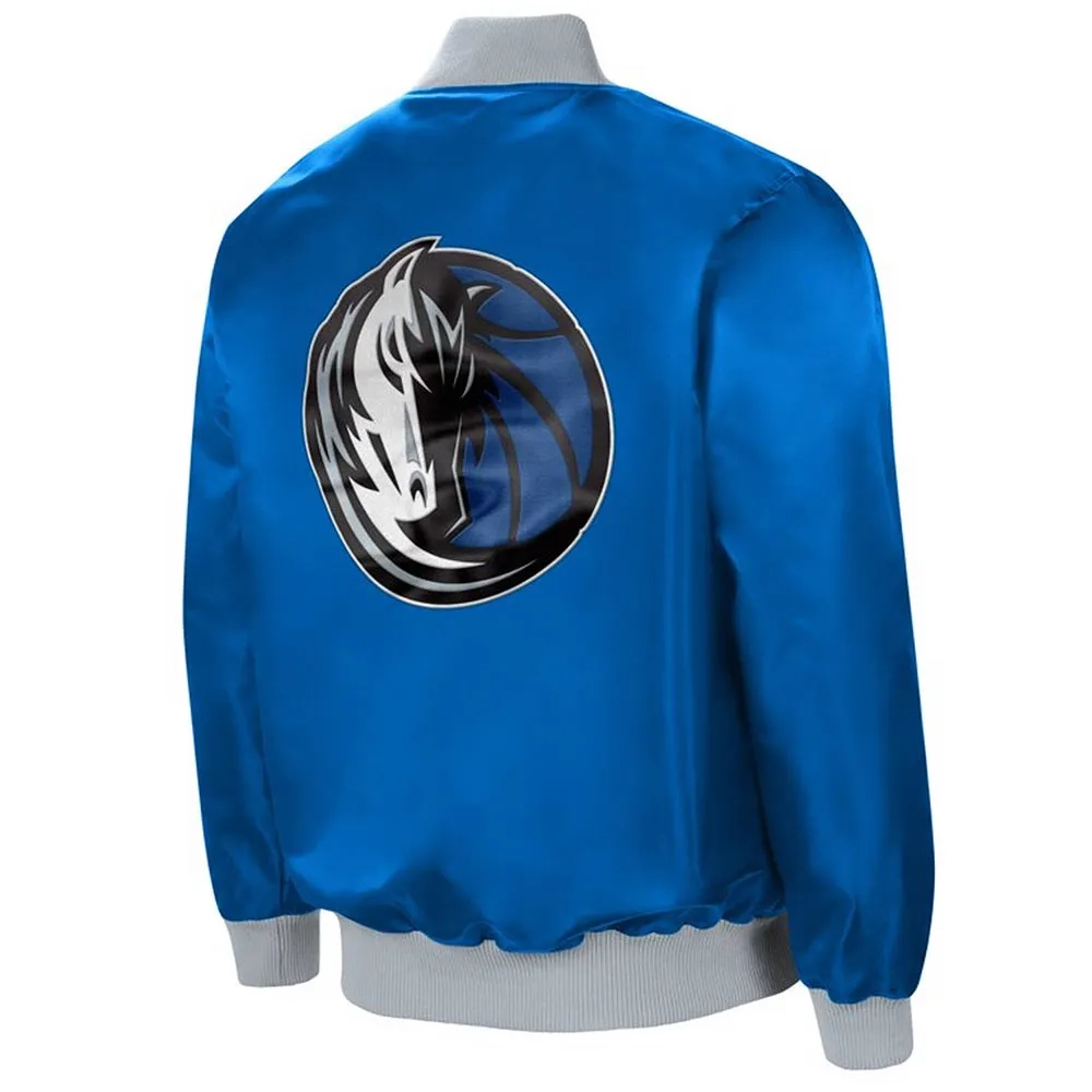 Alternative view of Dallas Mavericks The Ambassador Blue Satin Varsity Jacket