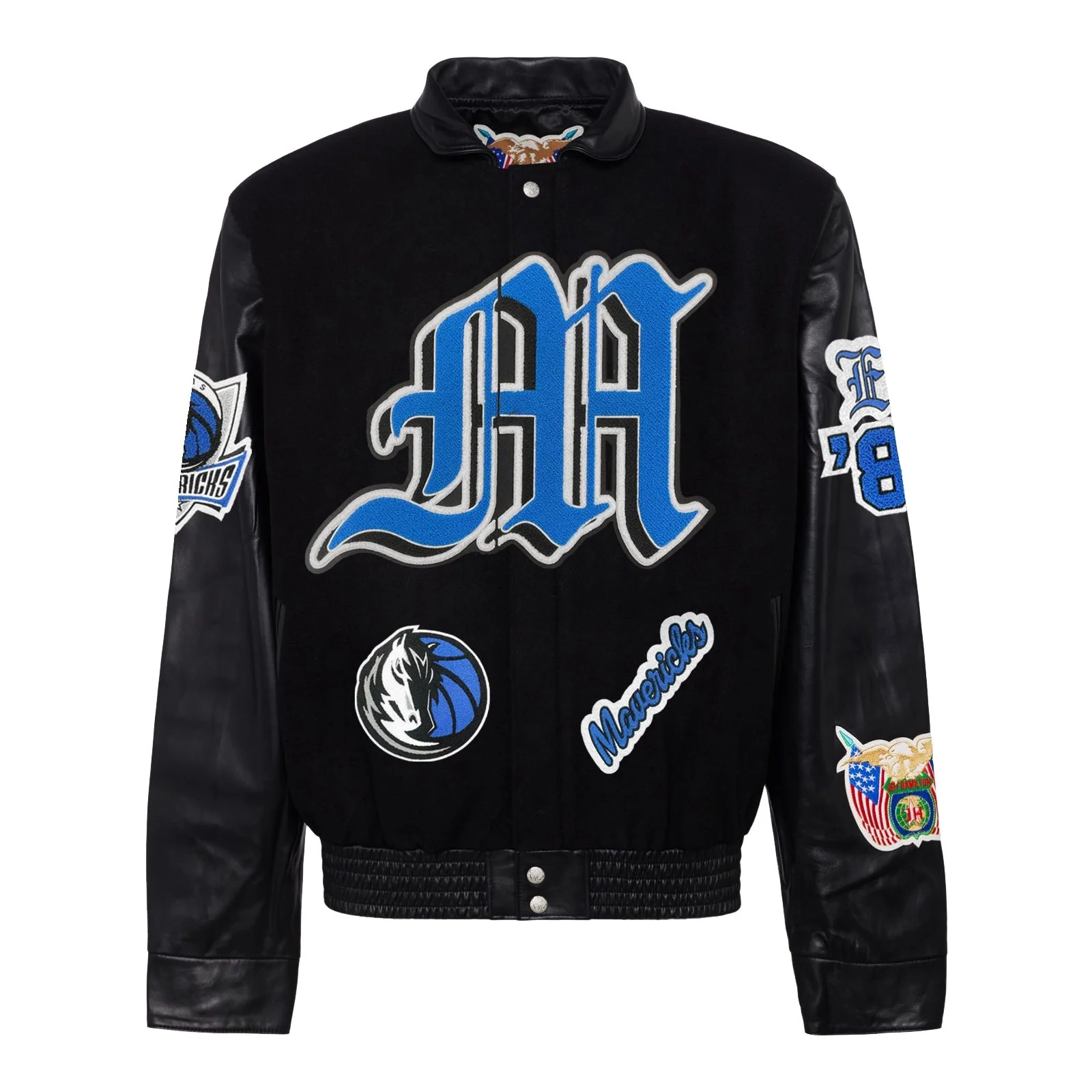 Dallas Mavericks Old English Wool & Leather Varsity Jacket - Black