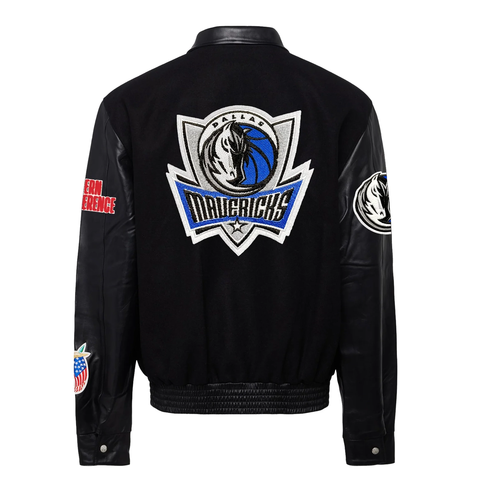 Alternative view of Dallas Mavericks Black Wool & Leather Varsity Jacket