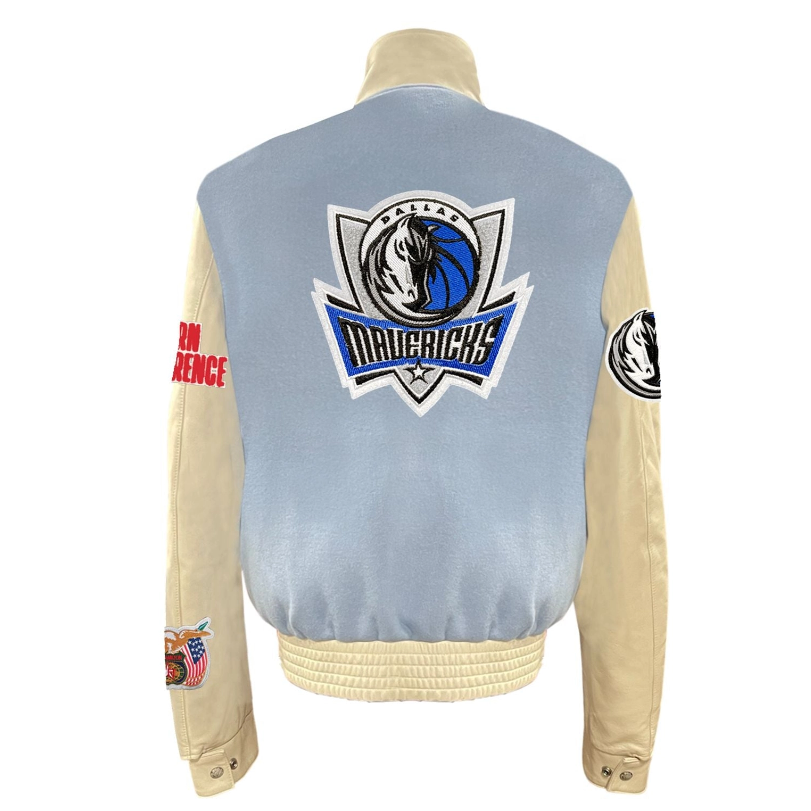 Alternative view of Dallas Mavericks Wool & Leather Baby Blue/Cream Varsity Jacket