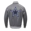 Dallas Cowboys Script Tail Satin Gray Varsity Jacket - Image 6