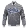 Dallas Cowboys Script Tail Satin Gray Varsity Jacket