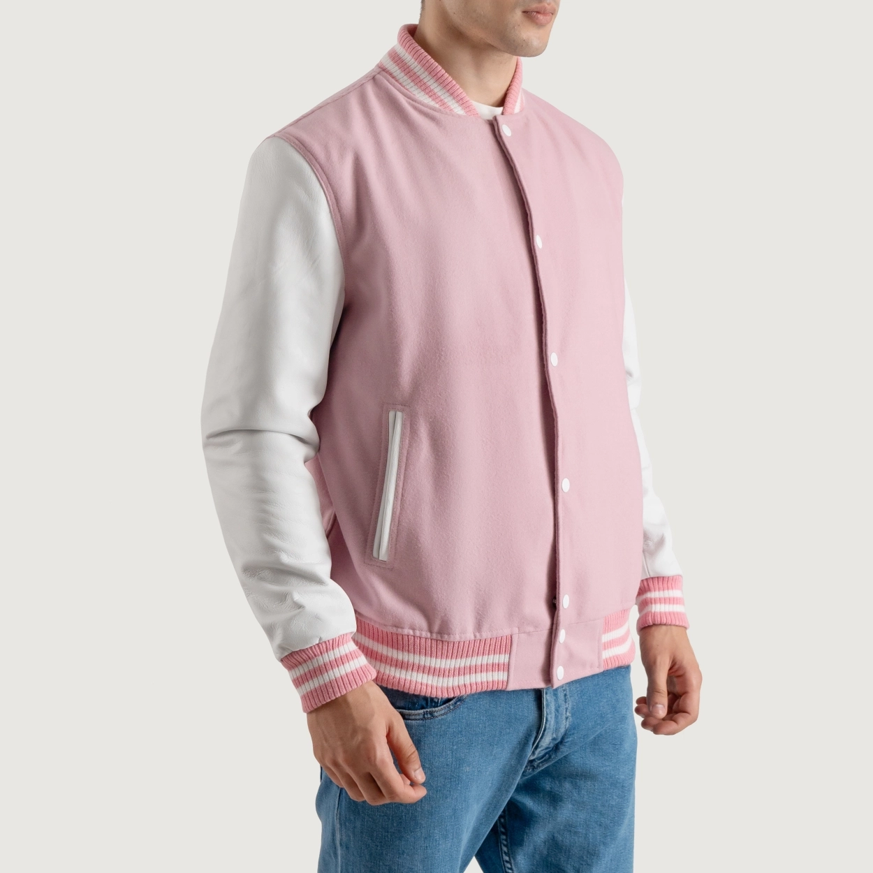 Alternative view of Pink and White Varsity Letterman Jacket