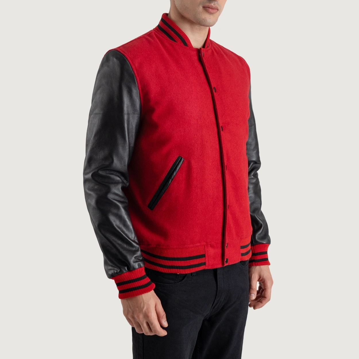 Alternative view of Red and Black Varsity Letterman Jacket