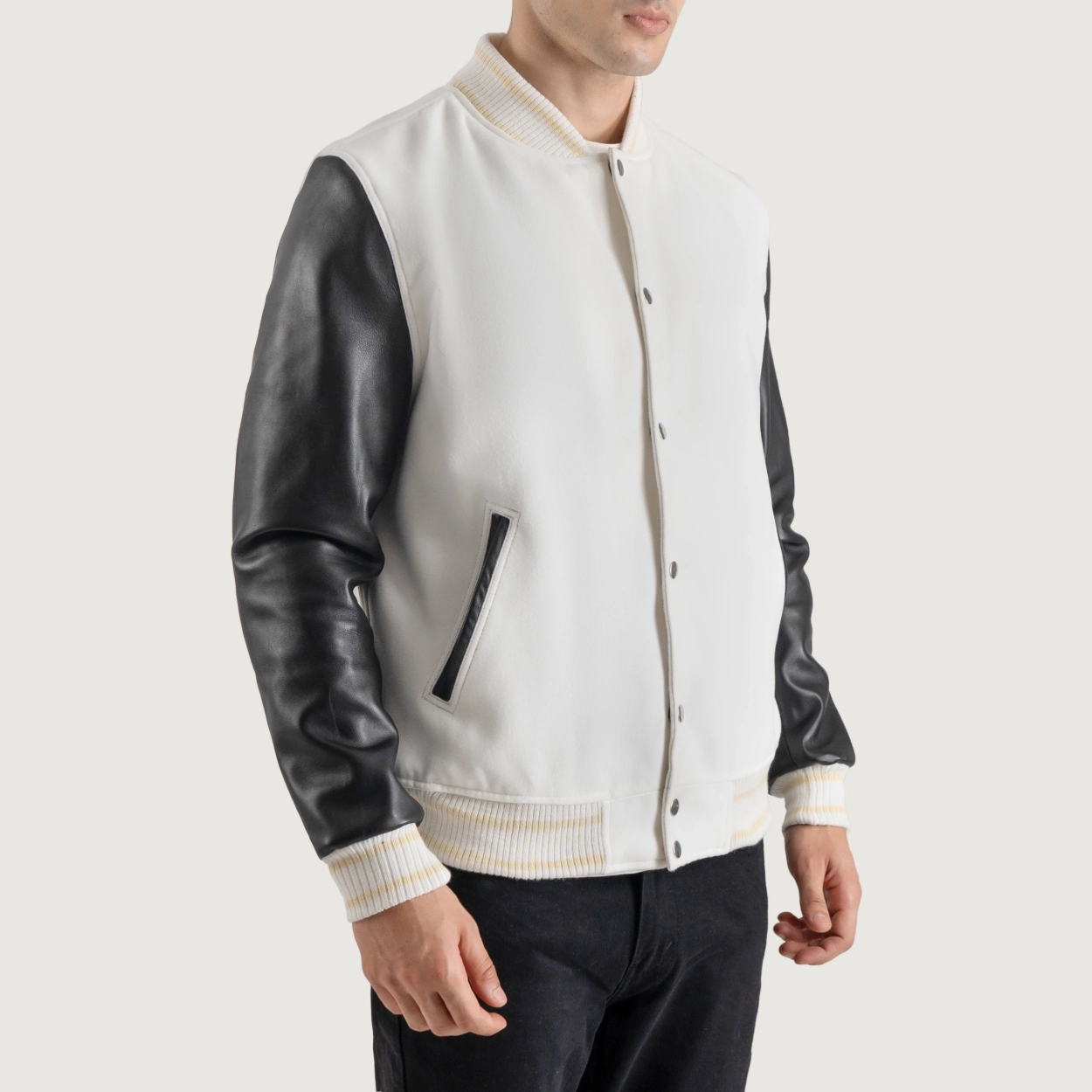 Alternative view of White and Black Varsity Letterman Jacket