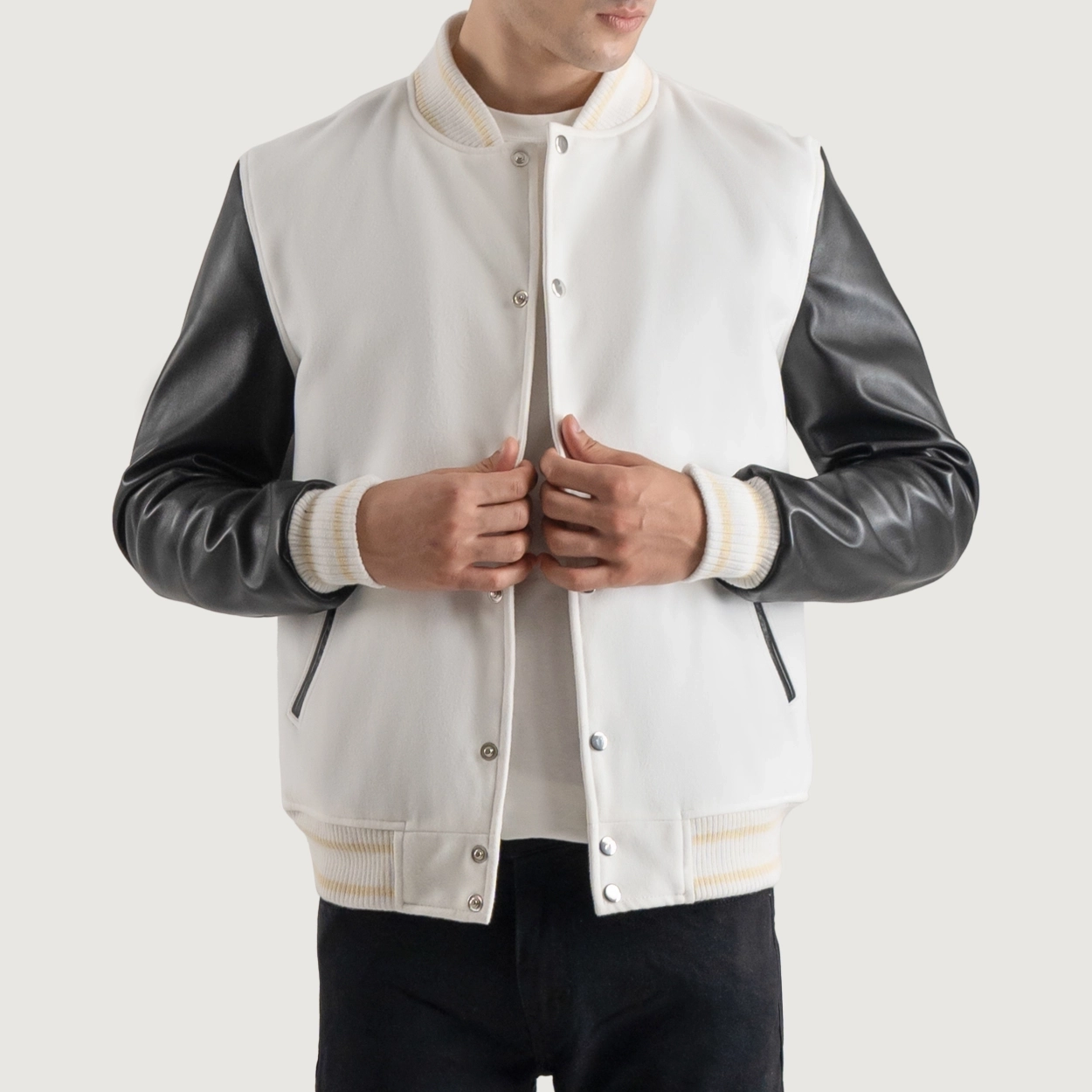 White and Black Varsity Letterman Jacket