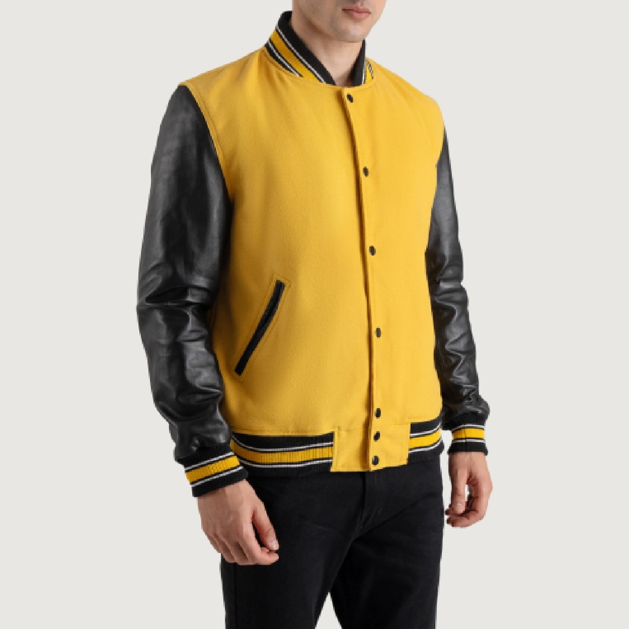Alternative view of Yellow and Black Varsity Letterman Jacket
