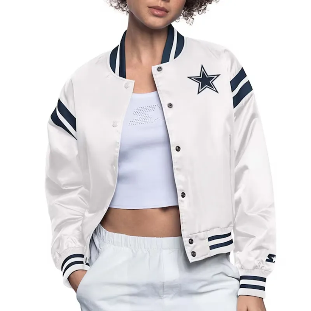 Dallas Cowboys Full Count White Satin Varsity Jacket