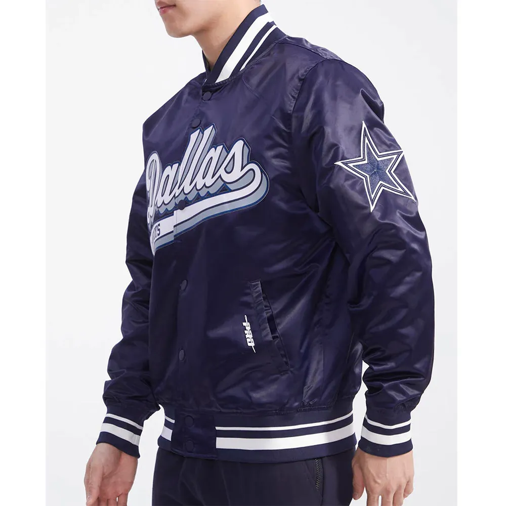 Alternative view of Dallas Cowboys Script Tail Satin Varsity Jacket