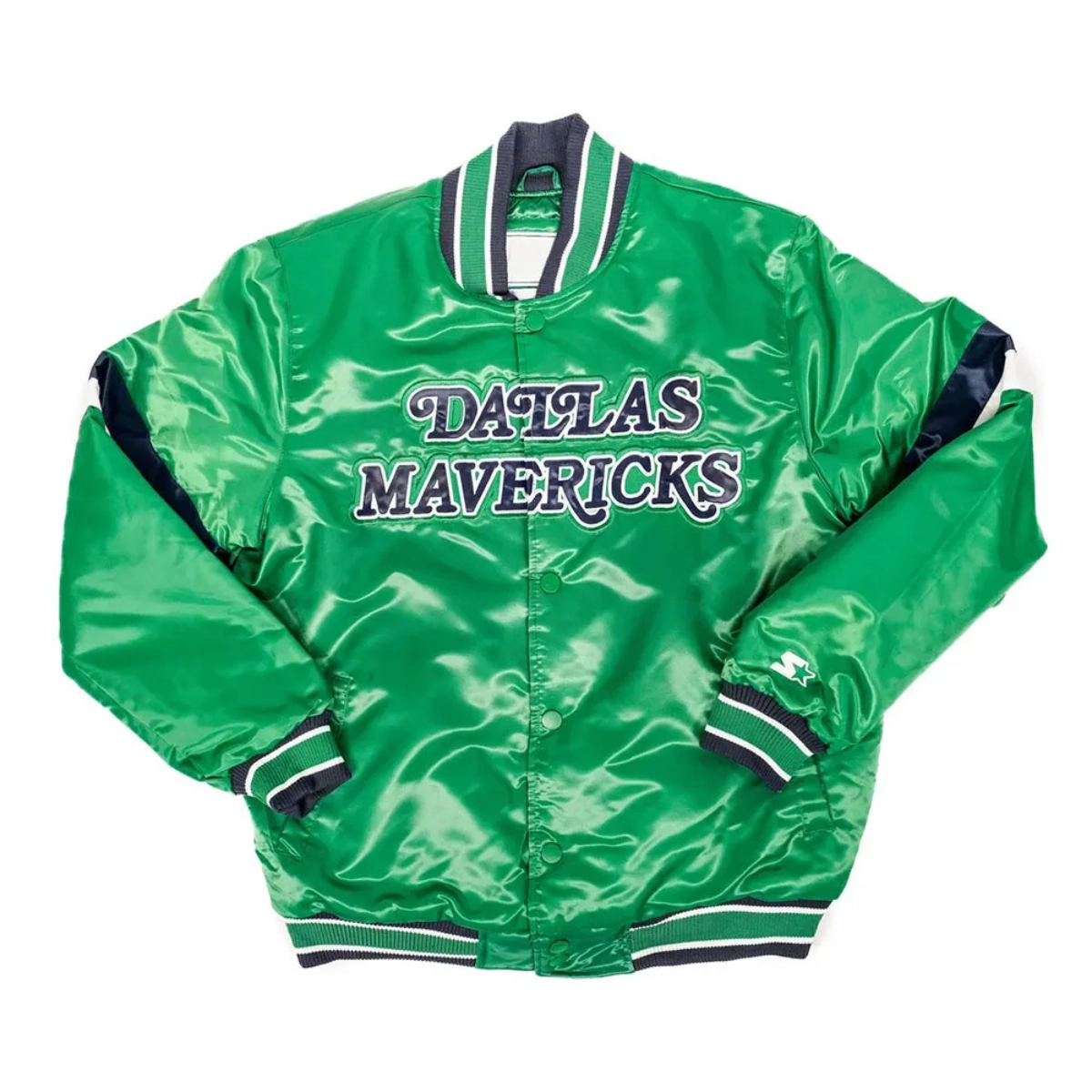Dallas Mavericks Home Game Green Satin Varsity Jacket