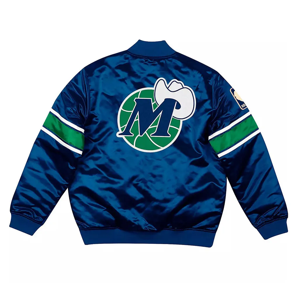 dallas mavericks striped hardwood classic satin jacket
