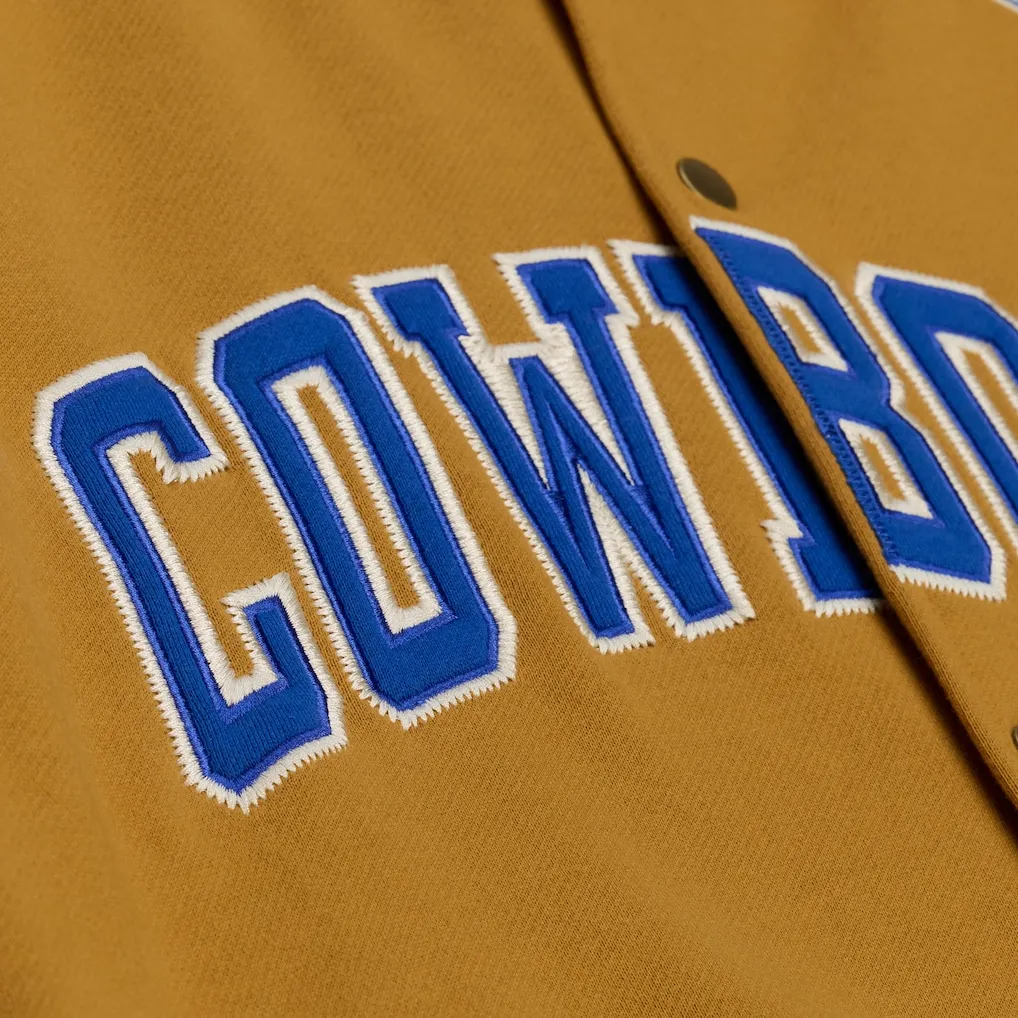 Dallas Cowboys Brown/Cream Dusted Hooded Varsity Jacket - Image 4