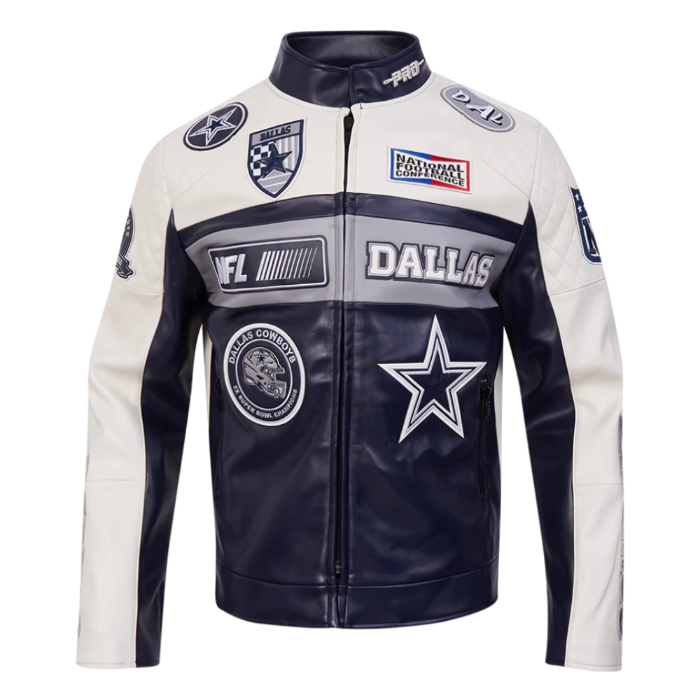 Dallas Cowboys Moto Black Leather Jacket