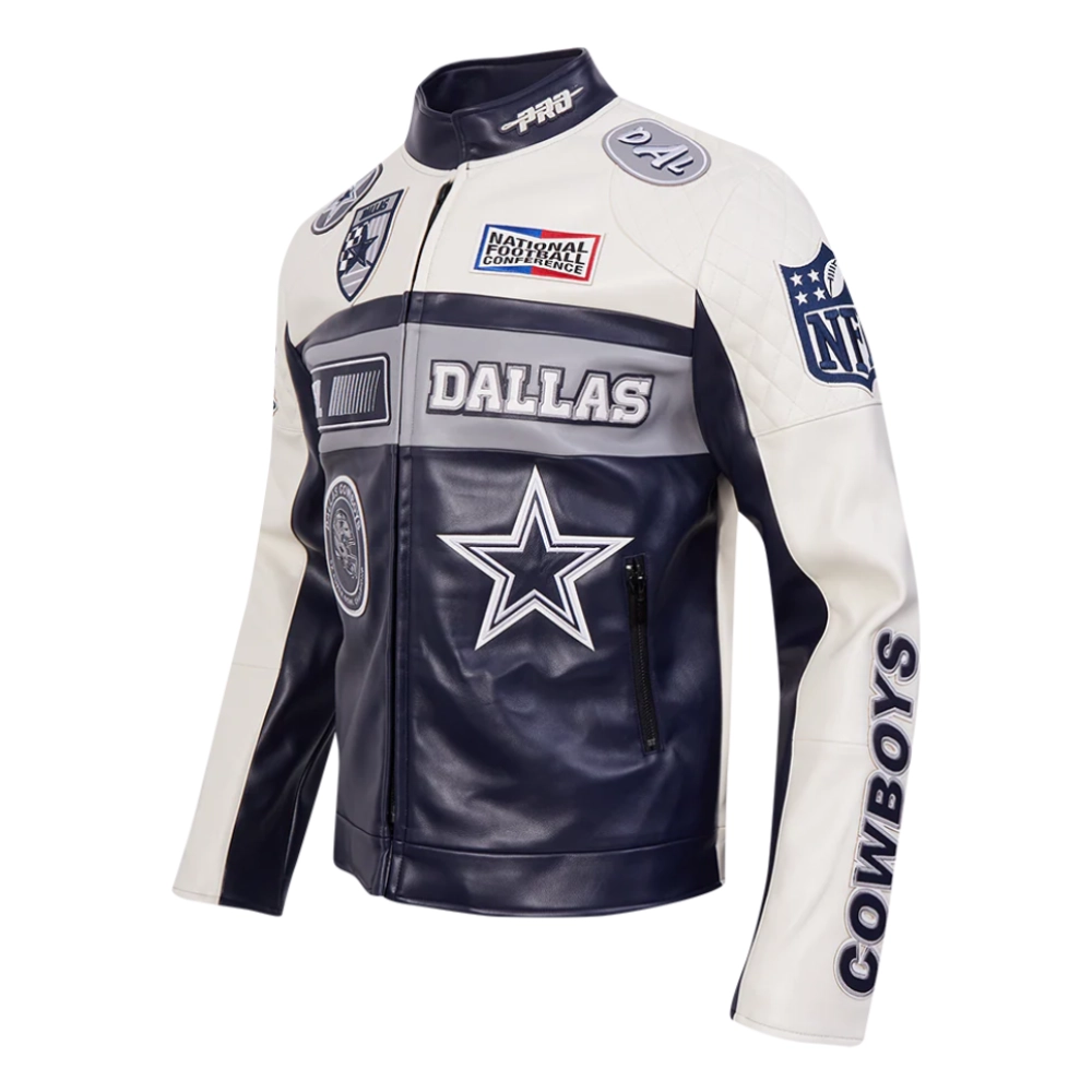 Alternative view of Dallas Cowboys Moto Black Leather Jacket
