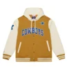 Dallas Cowboys Brown/Cream Dusted Hooded Varsity Jacket