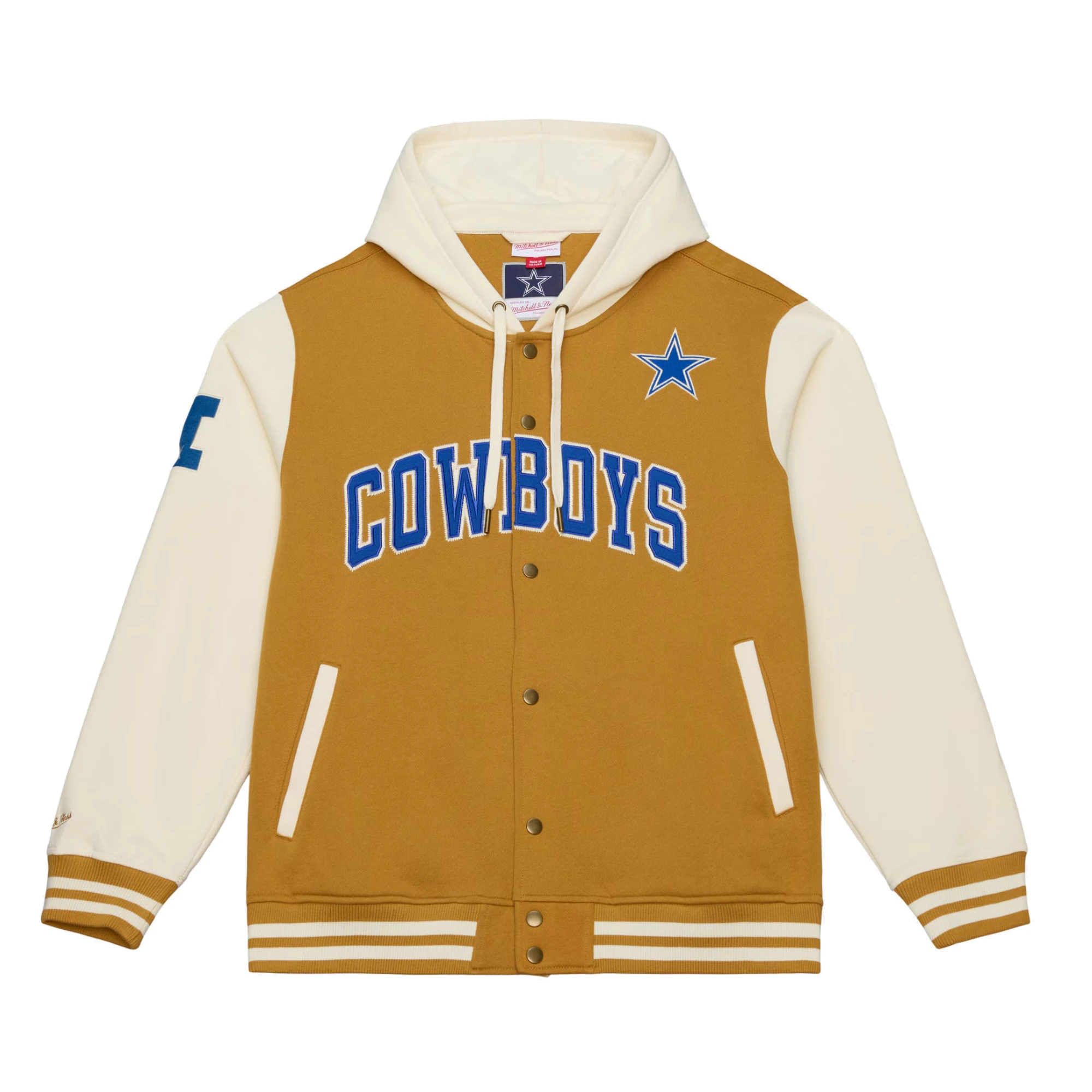 Dallas Cowboys Brown/Cream Dusted Hooded Varsity Jacket