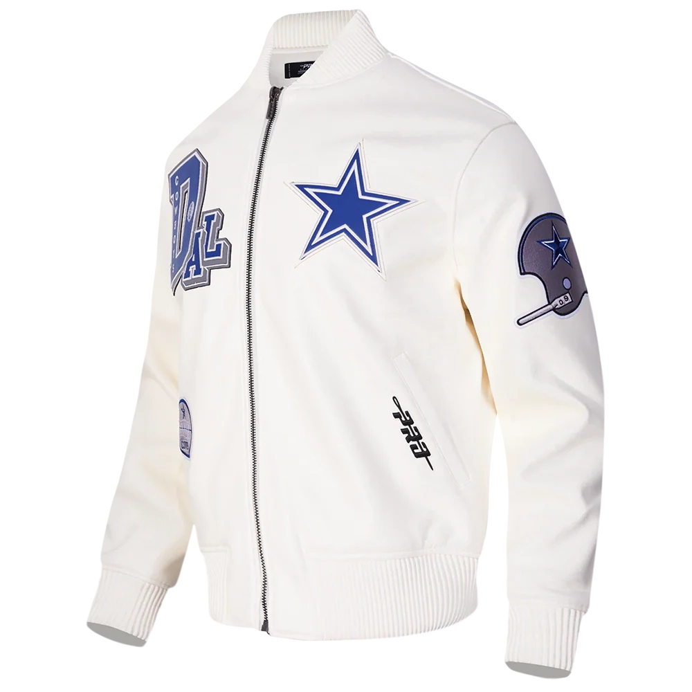 Dallas Cowboys Best Of White Leather Varsity Jacket