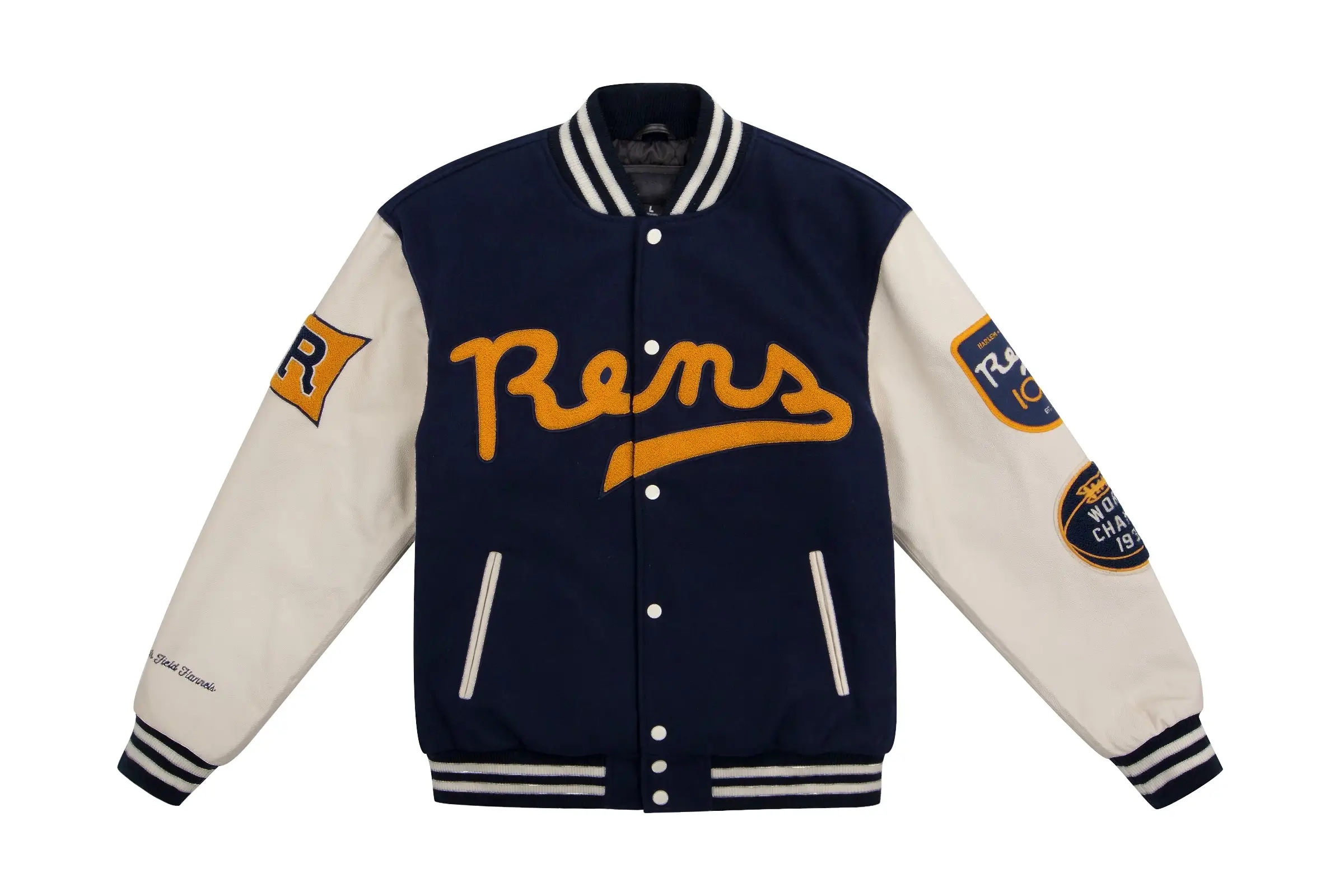 Harlem Rens Jacket New York Rens 100th Anniversary Wool & Leather Blue Jacket