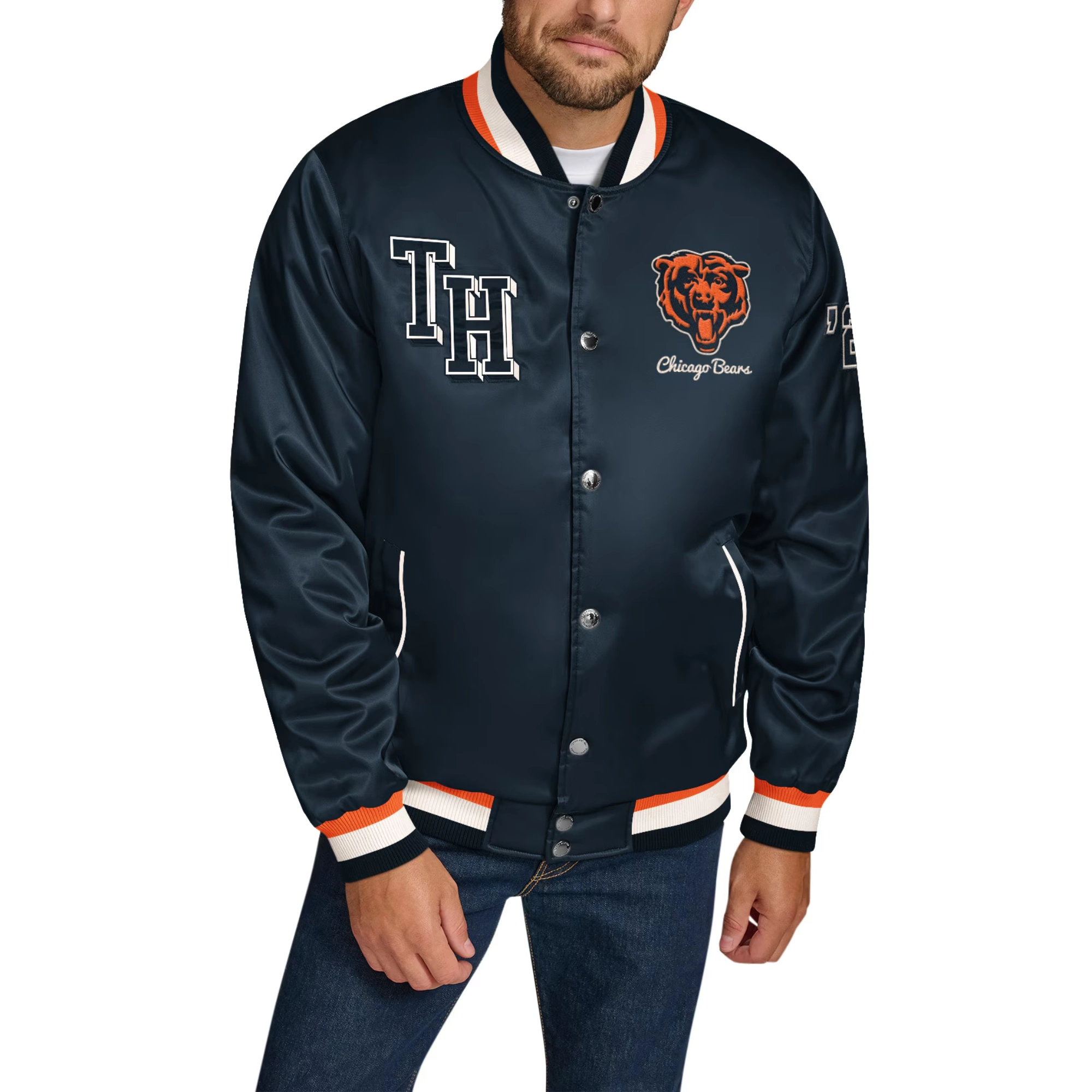 Chicago Bears Dante Full-Snap Green Satin Jacket
