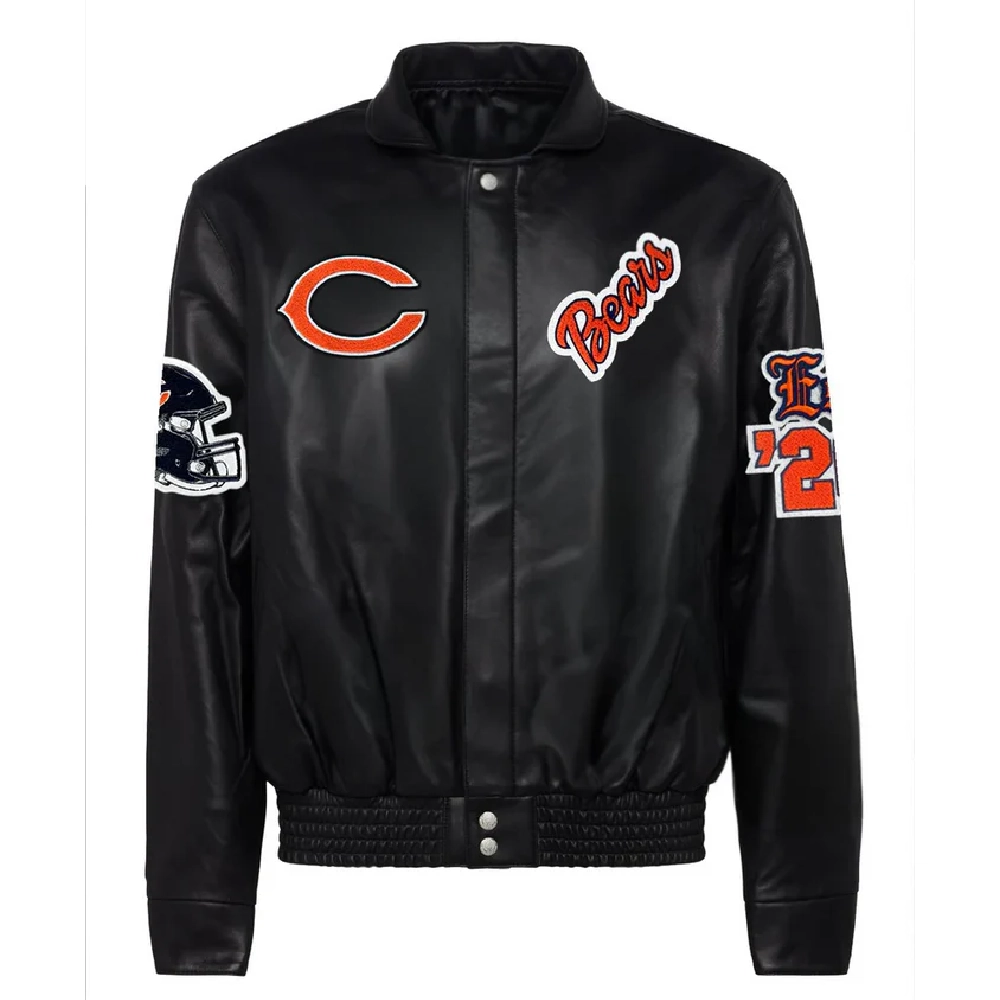 Chicago Bears Full Black Leather Jacket