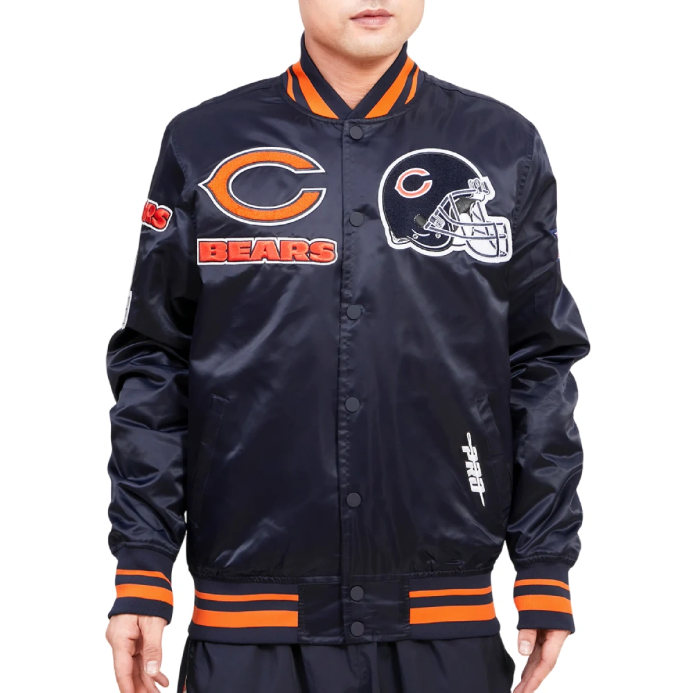 Chicago Bears Mashup Navy Satin Varsity Jacket