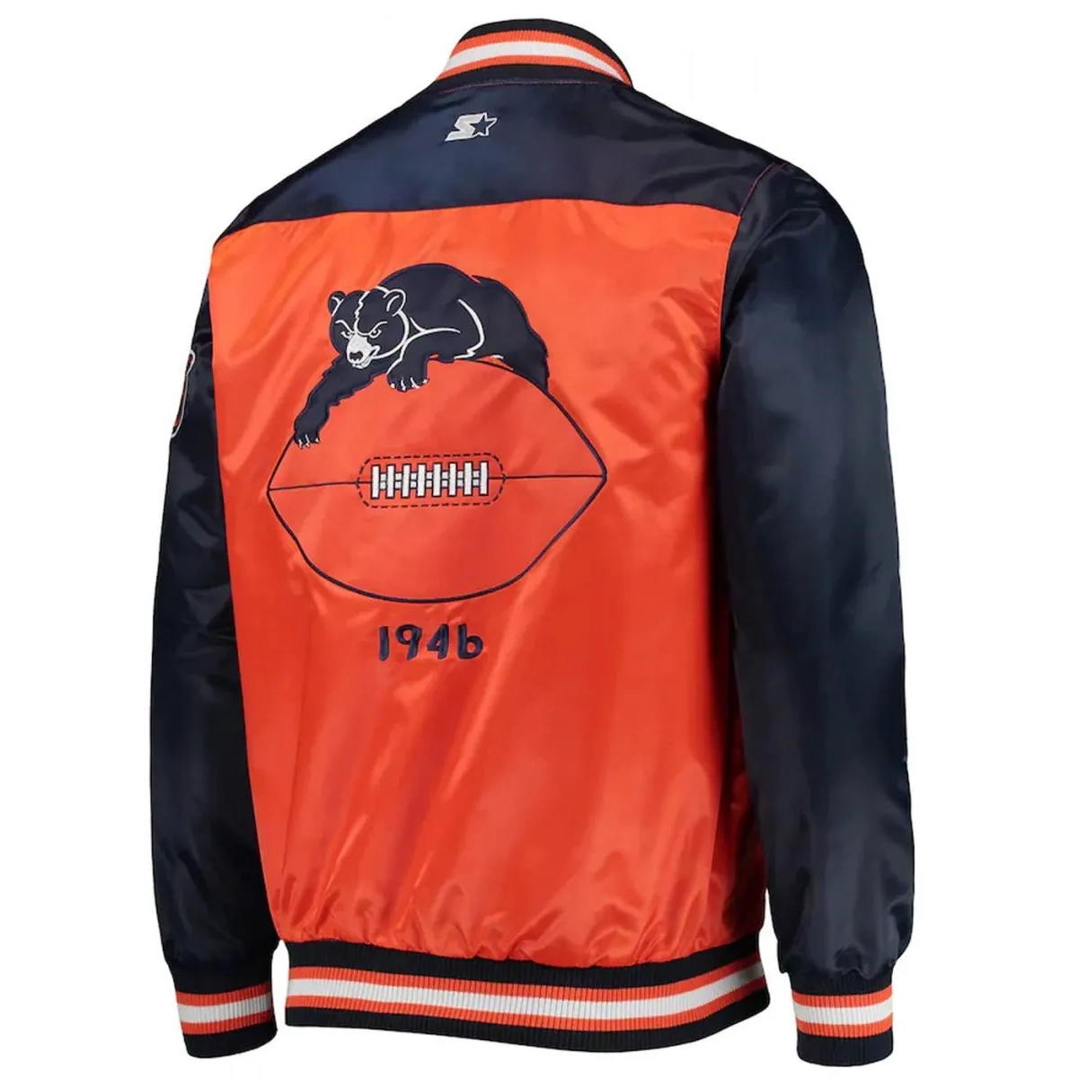 Alternative view of Chicago Bears The Tradition II Orange/Navy Satin Jacket